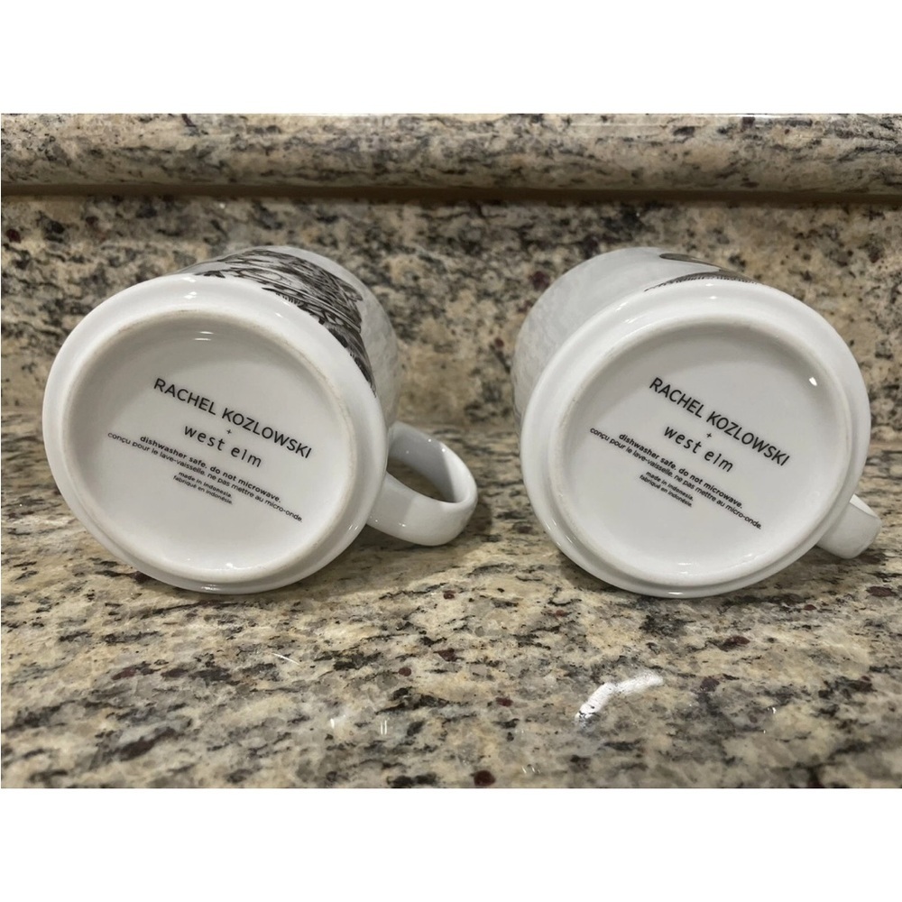 Rachel Kozlowski + West Elm Gilded Dapper Animal Leopard & Ram Mug Set of 2 - Picture 4 of 6